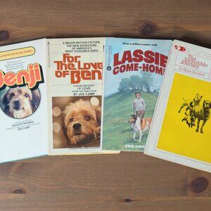 4pk Vintage Tie-In Paperbacks - Incredible Journey, Benji 1 &2, Lassie Come Home